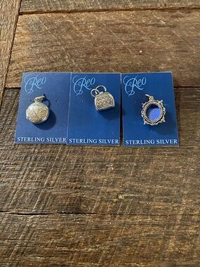 Sterling Silver Blue & Silver Charm Trio Bracelet Charms